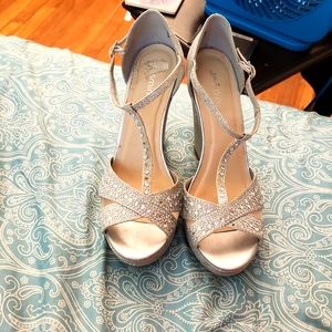 Silver wedge heels